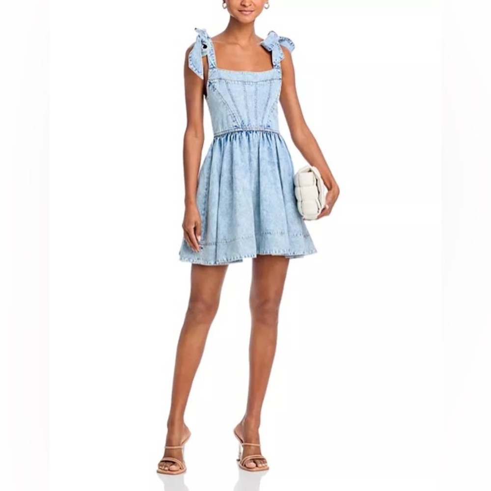 ALICE + OLIVIA AMINA CORSET DENIM DRESS, Size 10, $440 - Picture 10 of 15